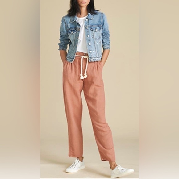 Veronica Beard Women's Karter Pleated Linen-Cotton Blend Crop Pants Size 14 - Picture 1 of 9